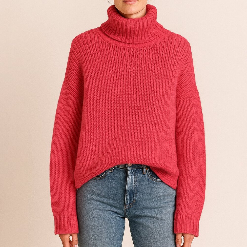 Lovers + Friends Oversized Knit Turtleneck Sweater Pink Size Small‎